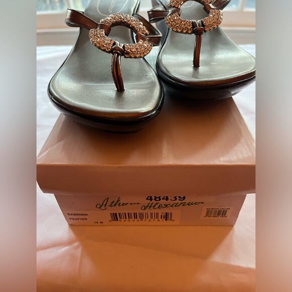 Athena Alexander Sabrina Pewter Rhinestone Sandals Size 10 Medium - Picture 4 of 8